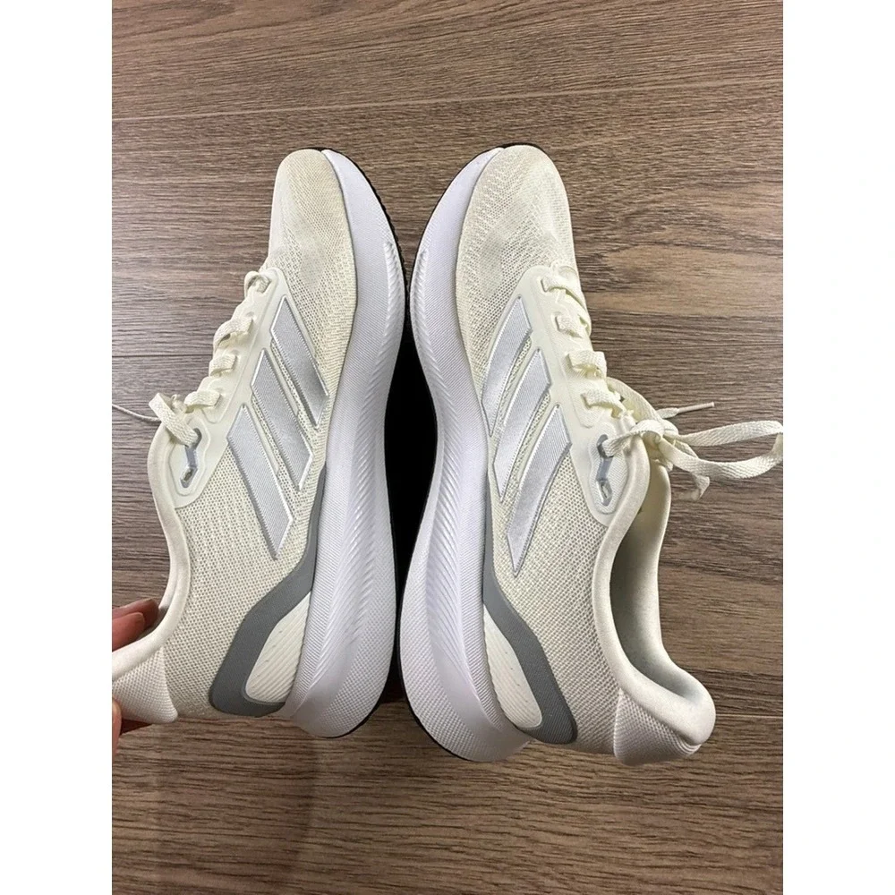 Adidas Runfalcon 5 Womens Running Shoes Off White Silver Size 7.5 Sporty Casual
